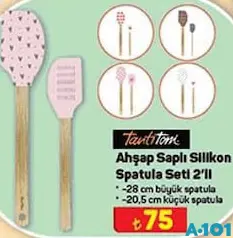 TANTİTONİ AHŞAP SAPLI SİLİKON SPATULA SETİ 2'Lİ